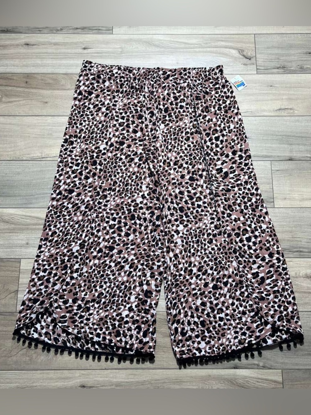 Time And Tru‎ Womens Cheetah Print Tulip Hem Coverup Pants Size 3X Multicolor